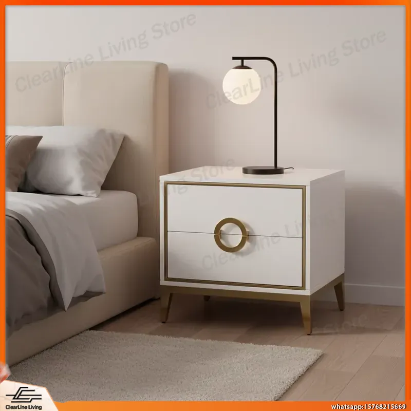 Furniture Hardware In China - Modern Minimalist White Lacquered Bedside Table