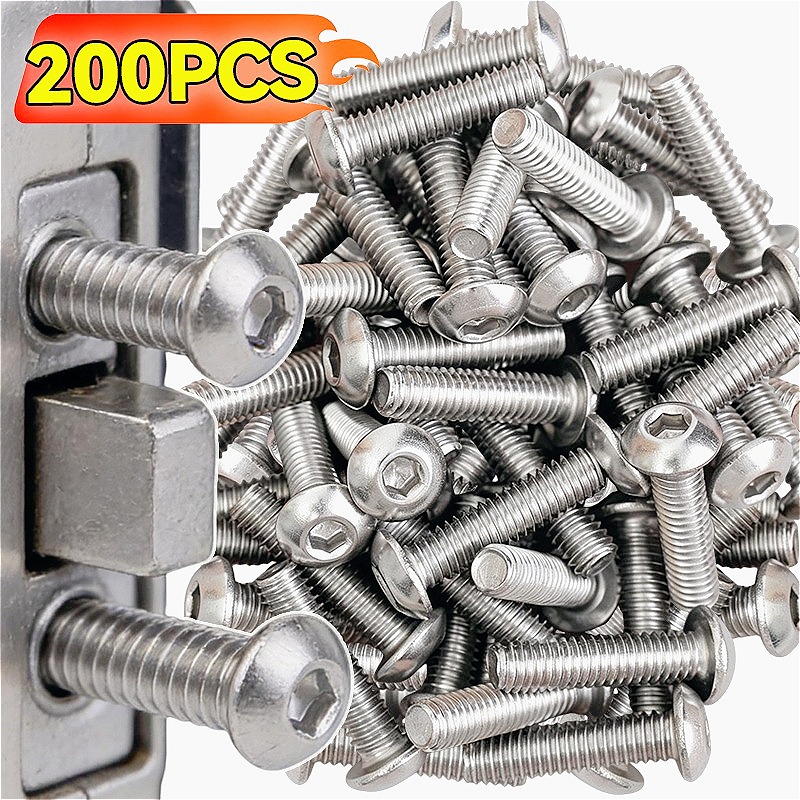 Furniture Hardware Supplies - 10/200pcs Stainless Steel Hex Bolts Inner