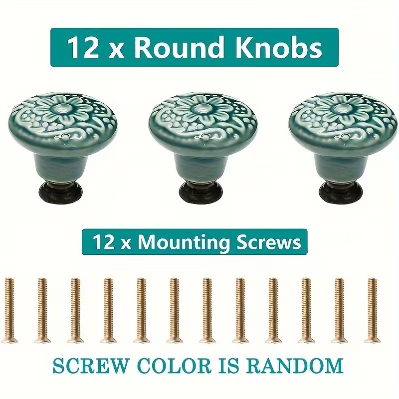 12pcs Ceramic Cabinet Knobs, F - مراجعة Furniture Hardware Kit وسعره